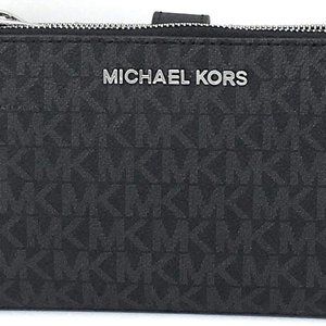 Michael Kors Jet Set Double Zip Wristlet Black PVC